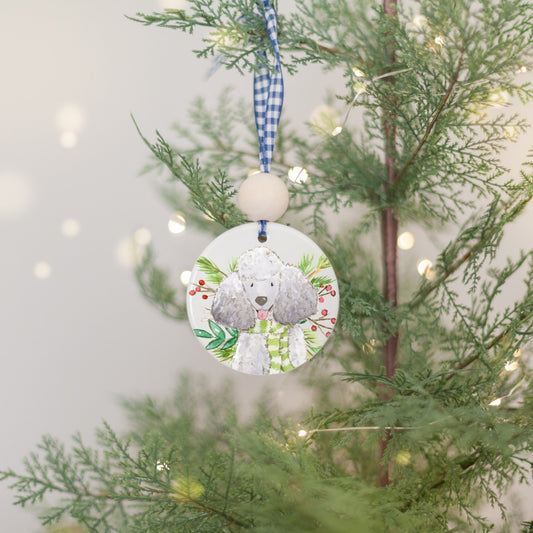 Personalized Grey Poodle Ornament