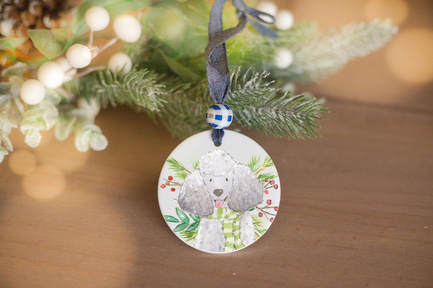 Personalized Grey Poodle Ornament
