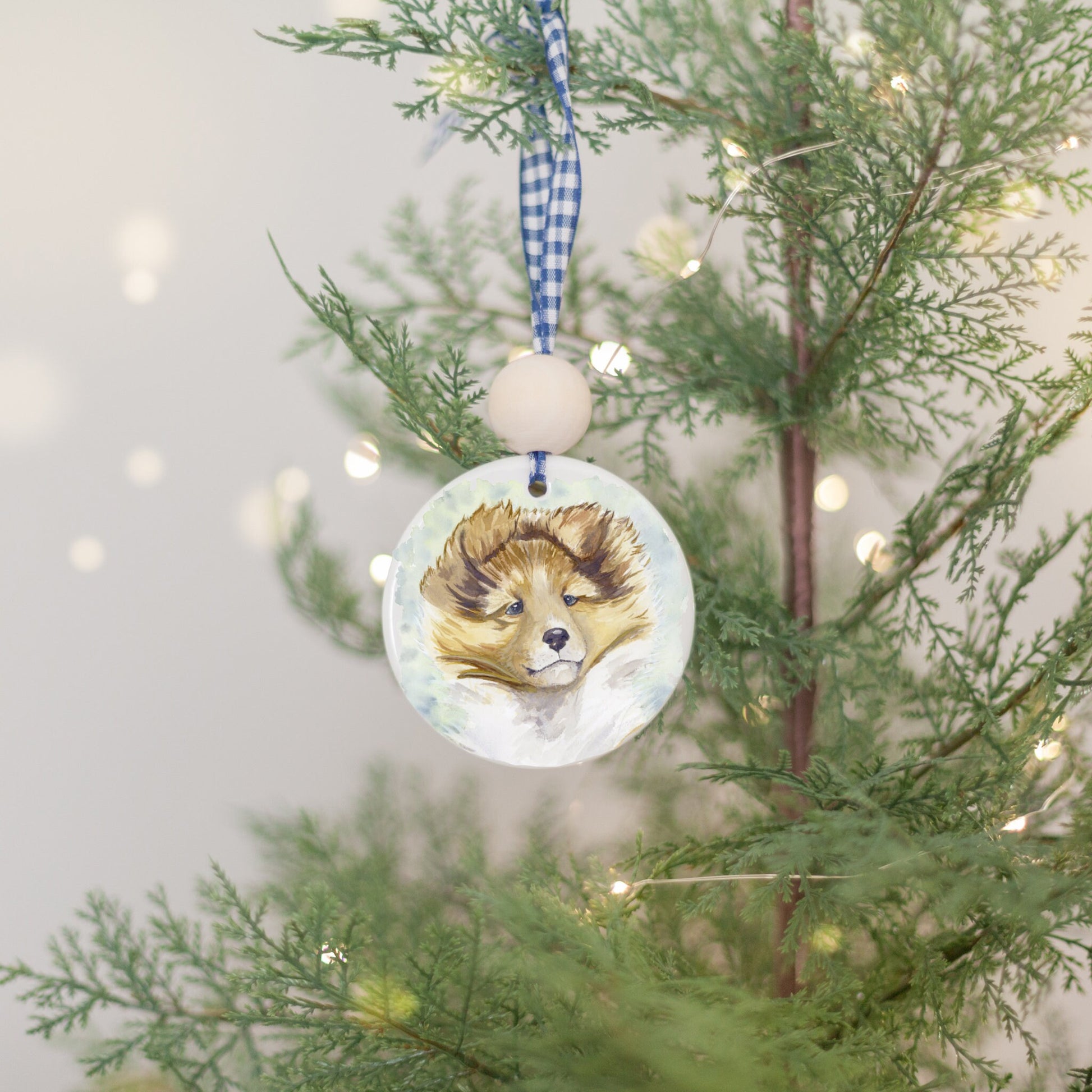 Personalized Sable Sheltie Puppy Ornament