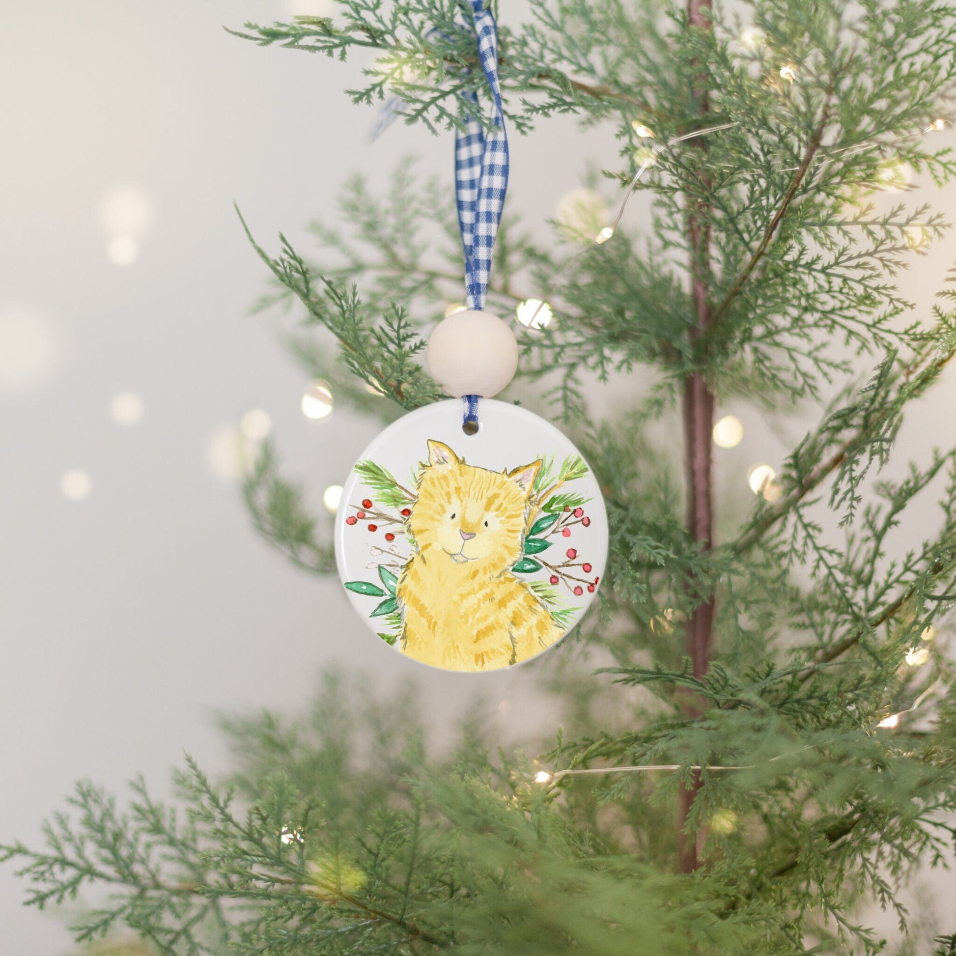 Personalized Ginger Tabby Cat Ornament, Gift for Cat Lovers