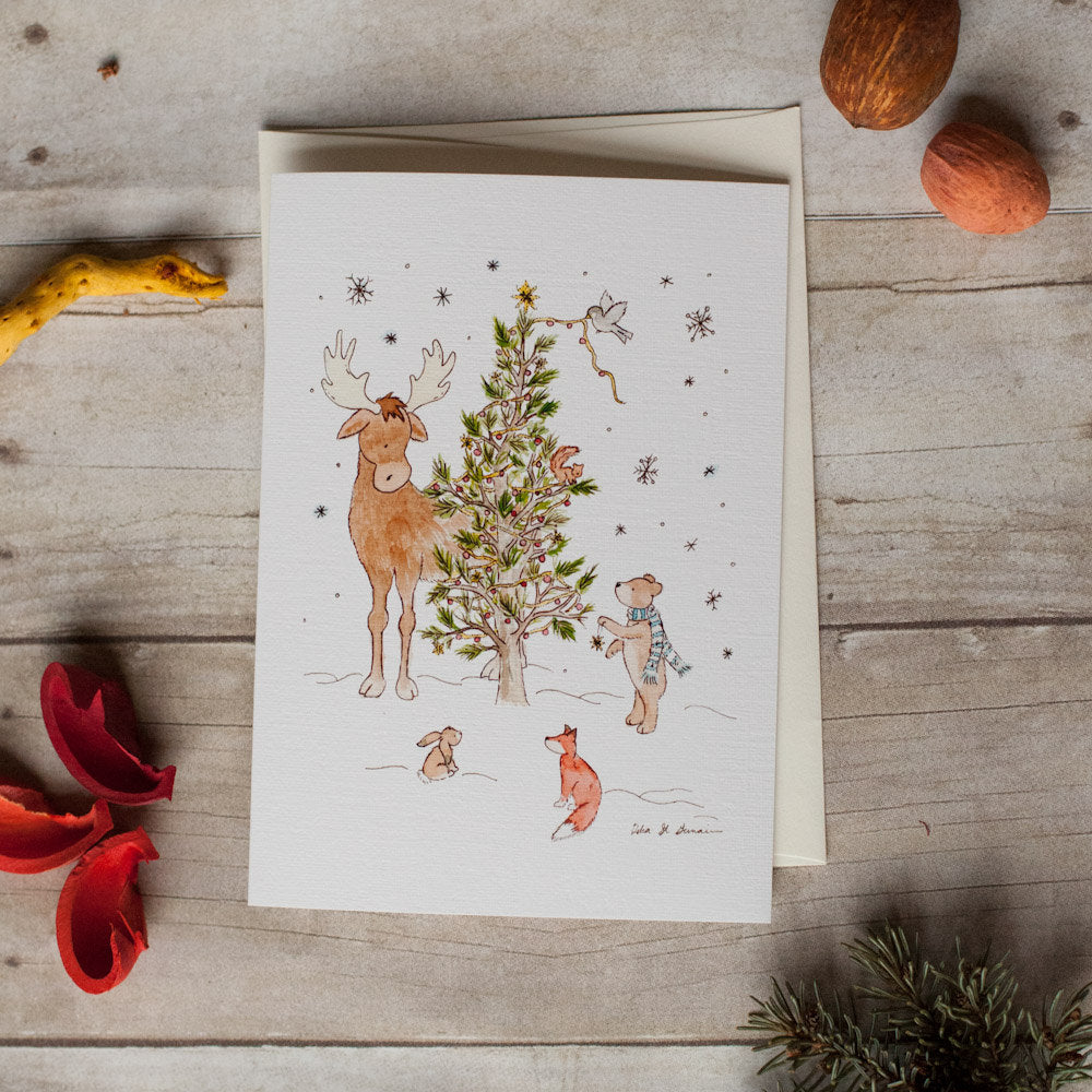 Woodland Christmas Cards, 5x7 Blank Cards - Jasper and Ruby Art