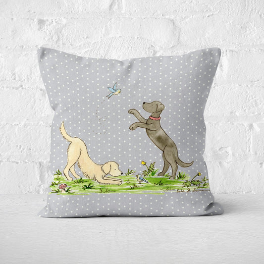 Lab and Golden Retriever square throw pillow cover, dog lover gift
