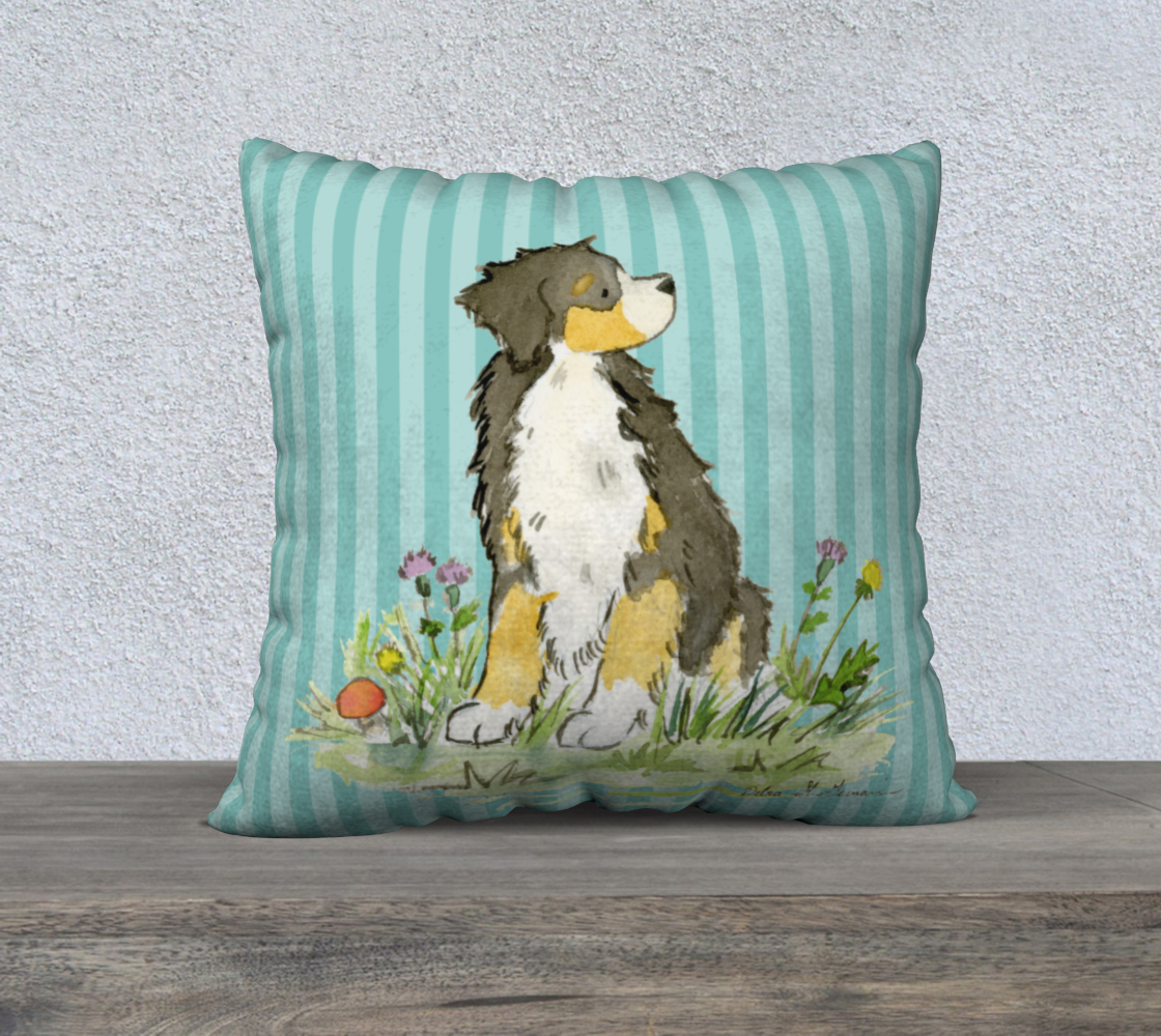 Bernese Mountain Dog Square Throw Pillow Cover, Dog Throw Pillow Case, Square Decorative Pillow Cover - Jasper and Ruby Art
