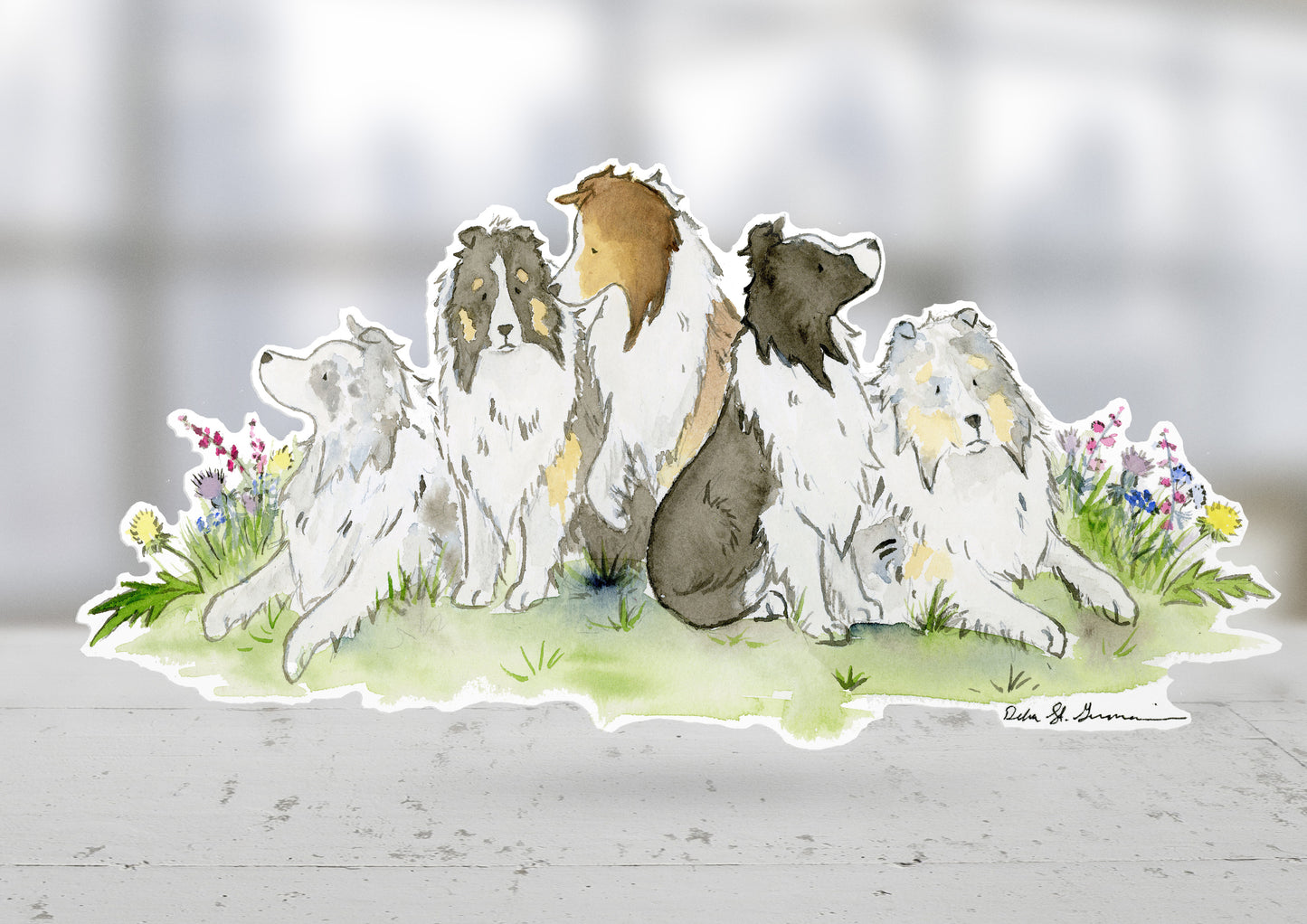 Shetland Sheepdog Family Vinyl Die Cut Sticker - Jasper and Ruby Art