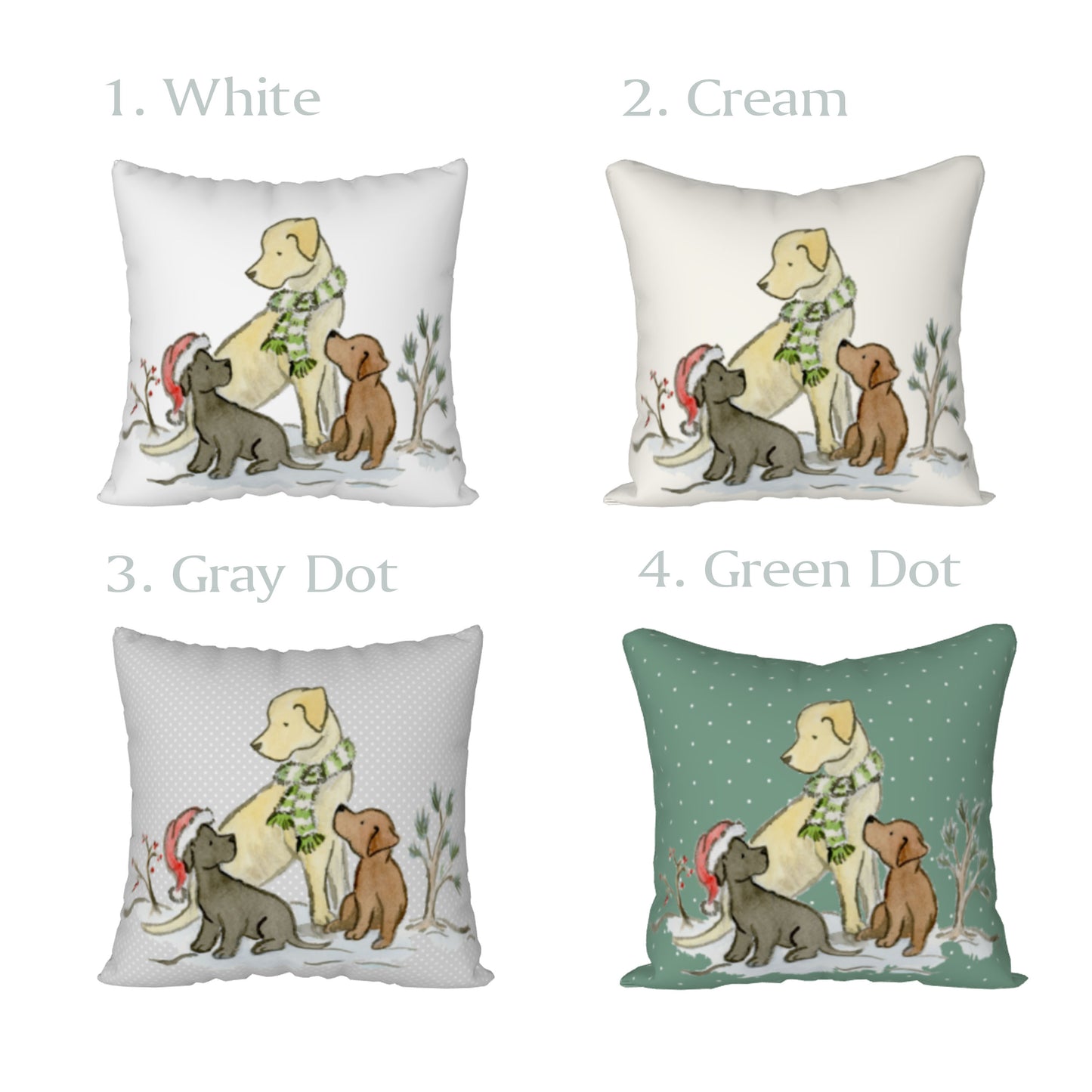 Labrador Retriever Holiday Square Throw Pillow Cover - Jasper and Ruby Art